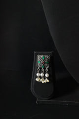 Adjustable Mini Choker Necklace Set with Rhinestones and White Beads Detailing