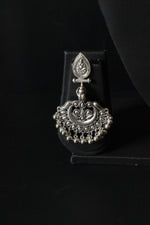 Load image into Gallery viewer, 3 Layer Elaborate Silver Finish Metal Necklace Set with Dangler Earrings
