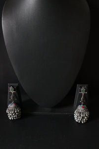 Multi-Color Stones Embedded Long Jhumka Earrings