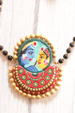 Load image into Gallery viewer, Radha Krishna Hand Painted Terracotta Clay Necklace Set with Jhumka Earrings
