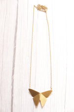 Load image into Gallery viewer, Bright Brass Finish Long Chain Contemporary Butterfly Necklace
