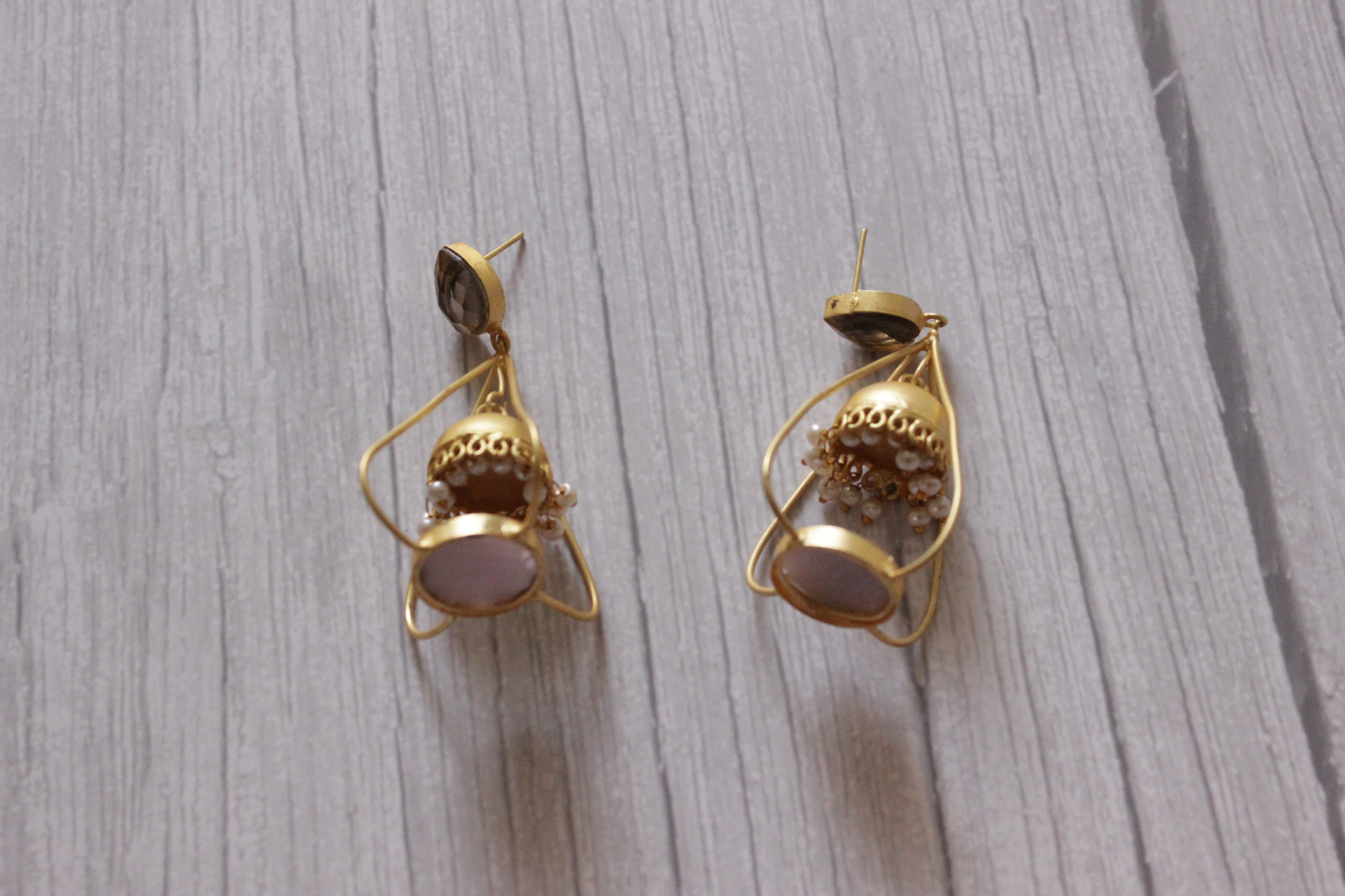 Elegant Brass Lantern Shape Dangler Jhumka Earrings