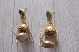 Elegant Brass Lantern Shape Dangler Jhumka Earrings