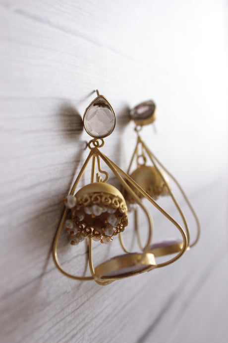 Elegant Brass Lantern Shape Dangler Jhumka Earrings