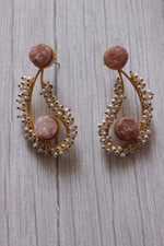 Load image into Gallery viewer, Natural Stones Embedded Tear Drop Shape Dangler Earrings

