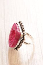 Load image into Gallery viewer, Pink Sugar Druzy Stone Embedded Oxidised Silver Finish Metal Ring
