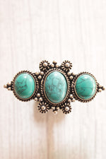 Load image into Gallery viewer, 3 Turquoise Natural Gemstones Embedded Oxidised Finish Silver Ring

