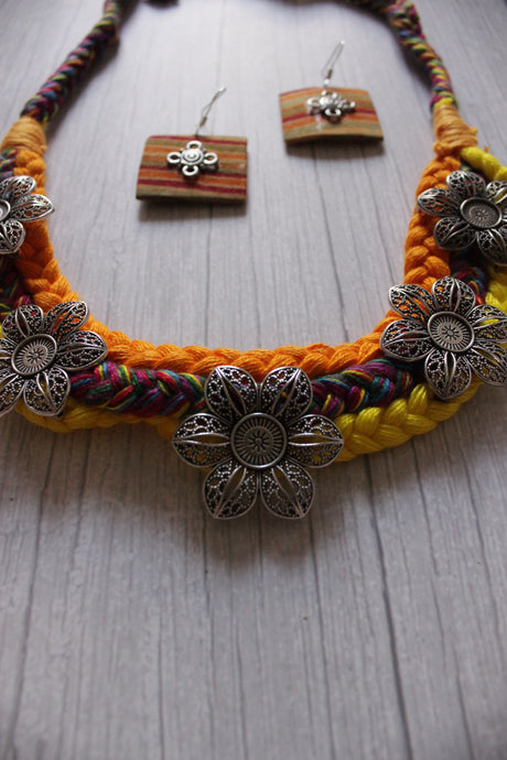 Multi-Color Braided Threads Handmade Necklace Set