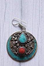 Load image into Gallery viewer, Vintage Red Coral Turquoise Nepali Tibetan Earrings
