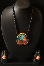 Load image into Gallery viewer, Radha Krishna Hand Painted Terracotta Clay Necklace Set with Jhumka Earrings
