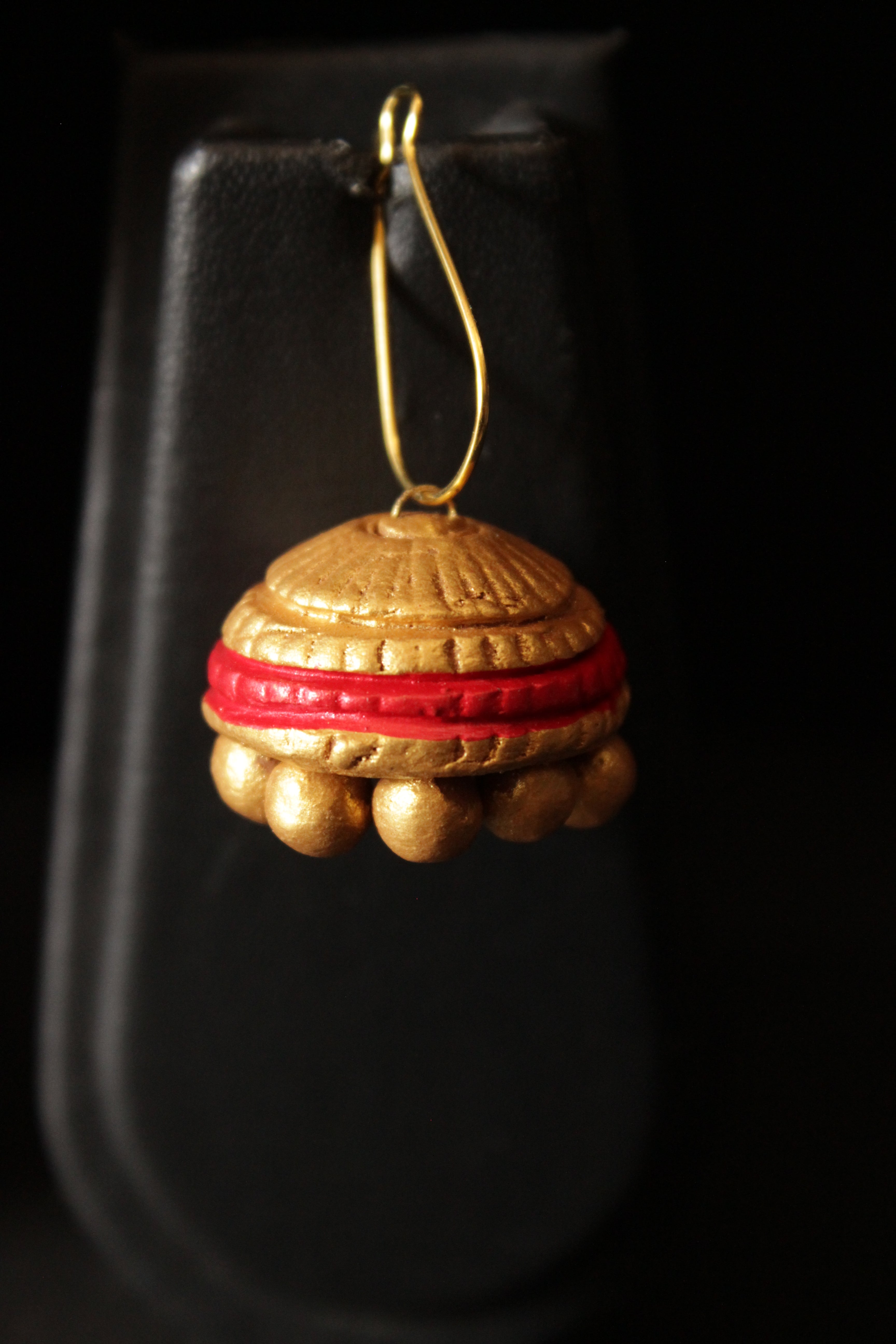 Radha Krishna Hand Painted Terracotta Clay Necklace Set with Jhumka Earrings