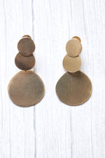 Load image into Gallery viewer, Circular Gold Finish 3 Layer Brass Dangler Earrings
