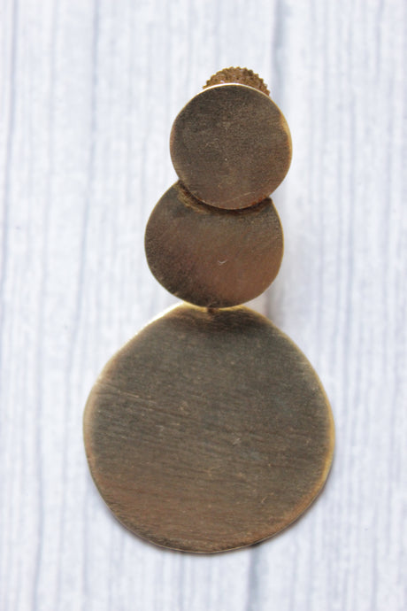 Circular Gold Finish 3 Layer Brass Dangler Earrings