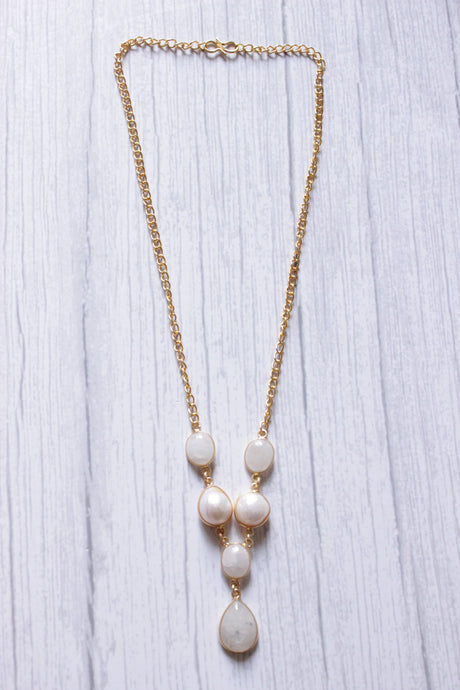 White Mother of Pearl Embedded Gold Plated Handmade Necklace