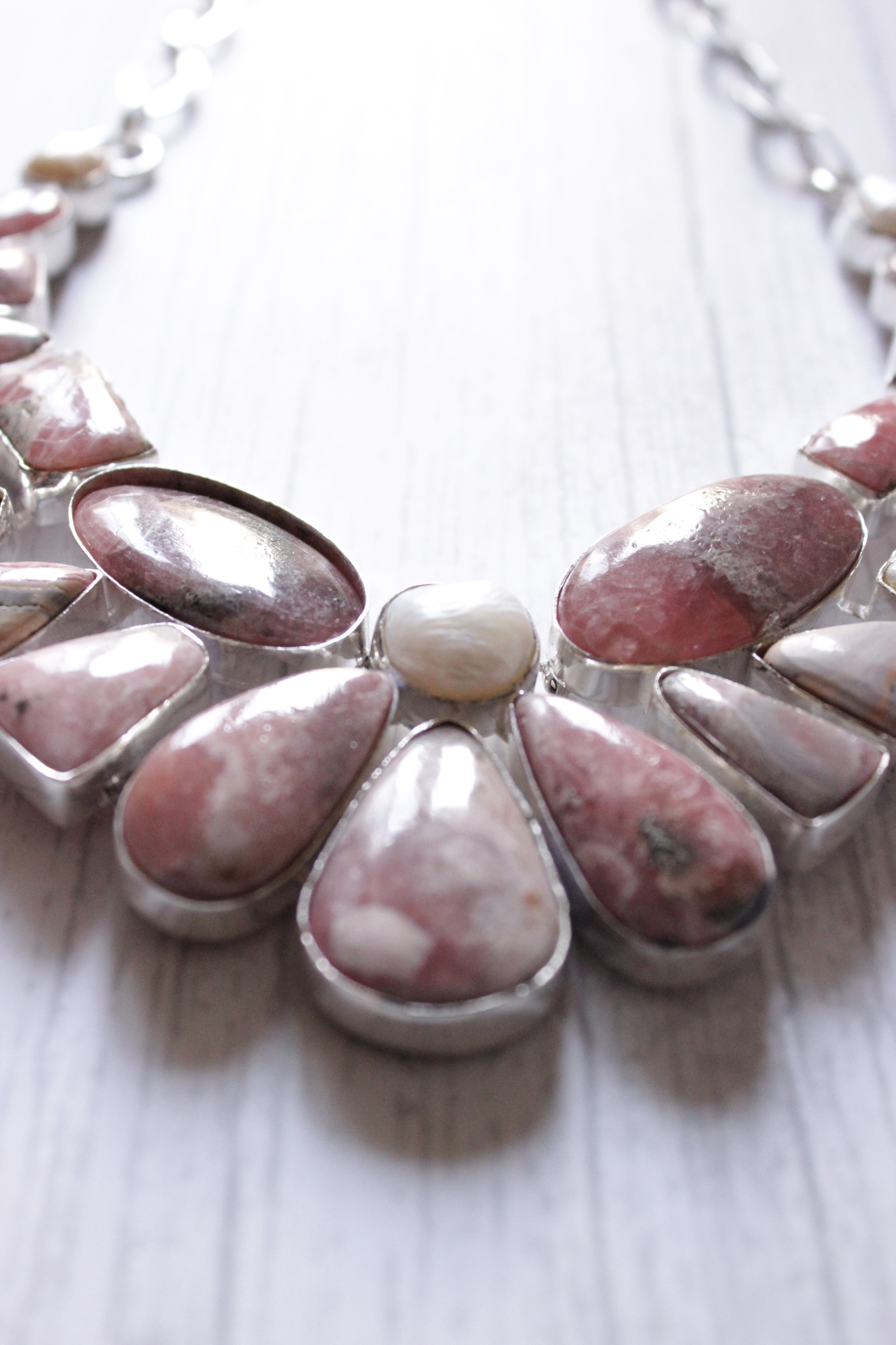 Baroque Rhodochrosite Natural Gemstone Handmade Necklace