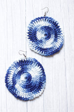 Load image into Gallery viewer, Shades of Blue Circular Handcrafted Crochet Stud Earrings
