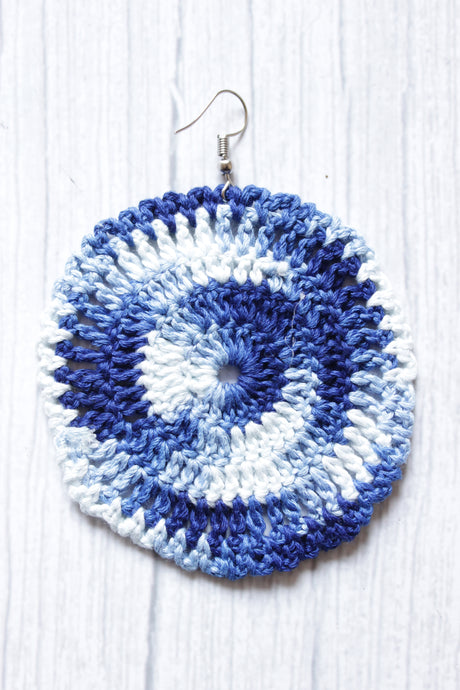 Shades of Blue Circular Handcrafted Crochet Stud Earrings
