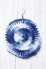 Load image into Gallery viewer, Shades of Blue Circular Handcrafted Crochet Stud Earrings
