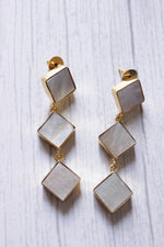 Load image into Gallery viewer, MOP Pearl Gemstone Handmade Gold Plated Jewelry Square Earrings
