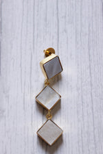 Load image into Gallery viewer, MOP Pearl Gemstone Handmade Gold Plated Jewelry Square Earrings
