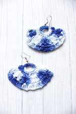 Load image into Gallery viewer, Shades of Blue Half Moon Shape Handcrafted Crochet Stud Earrings
