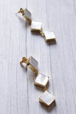 Load image into Gallery viewer, MOP Pearl Gemstone Handmade Gold Plated Jewelry Square Earrings
