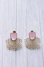 Load image into Gallery viewer, Freeship Rose Quartz Handmade Gold Plated Fashion Stud Earrings
