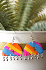 Load image into Gallery viewer, Multi-Color Dome Shaped Resin Earrings Accentuated with Ghungroo Beads
