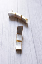 Load image into Gallery viewer, Rectangular Mother Of Pearl Gemstone Gold Plated Tennis Earrings
