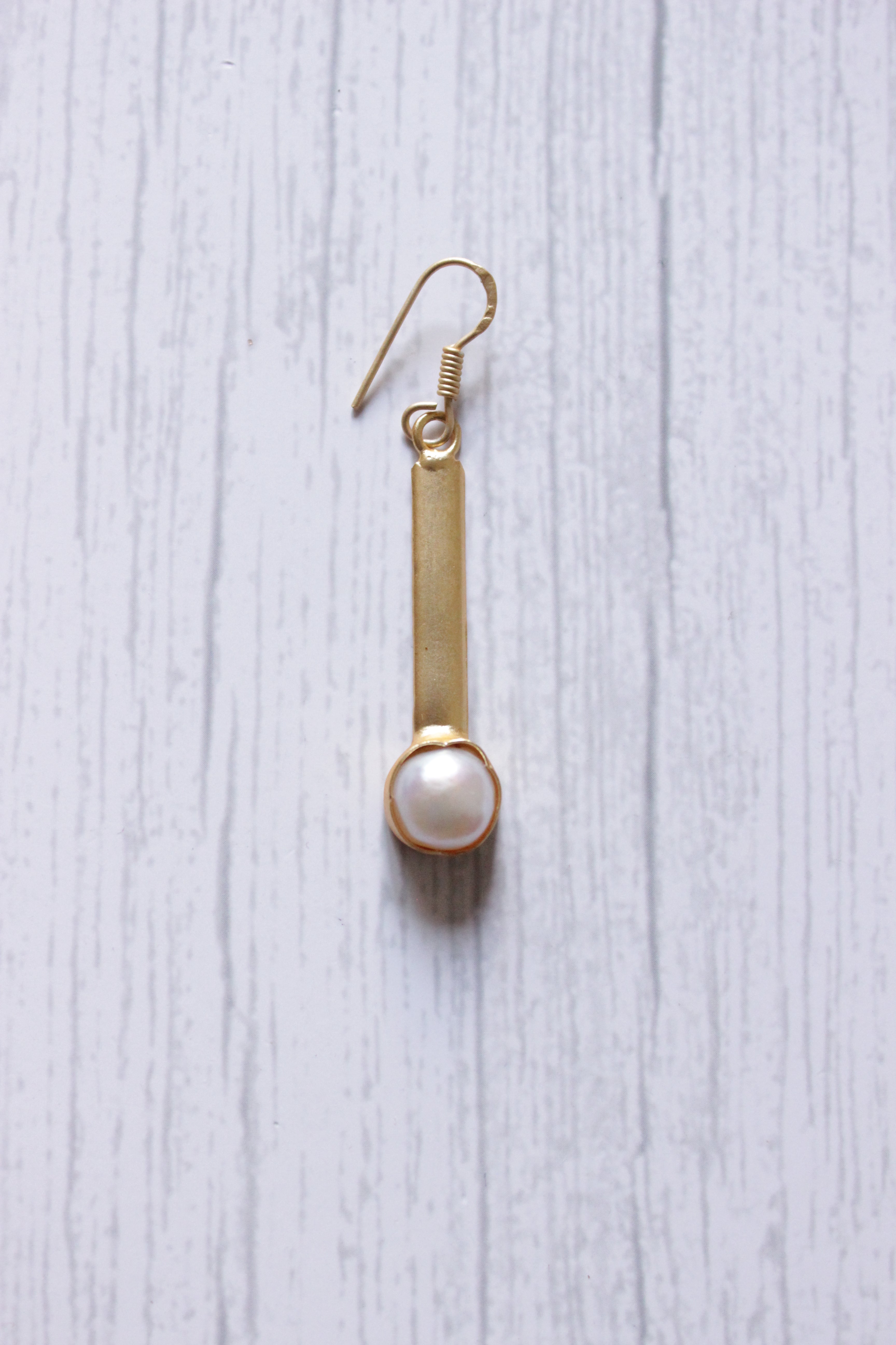 Baroque Pearl Gemstone Handmade Gold Plated Hook Earrings