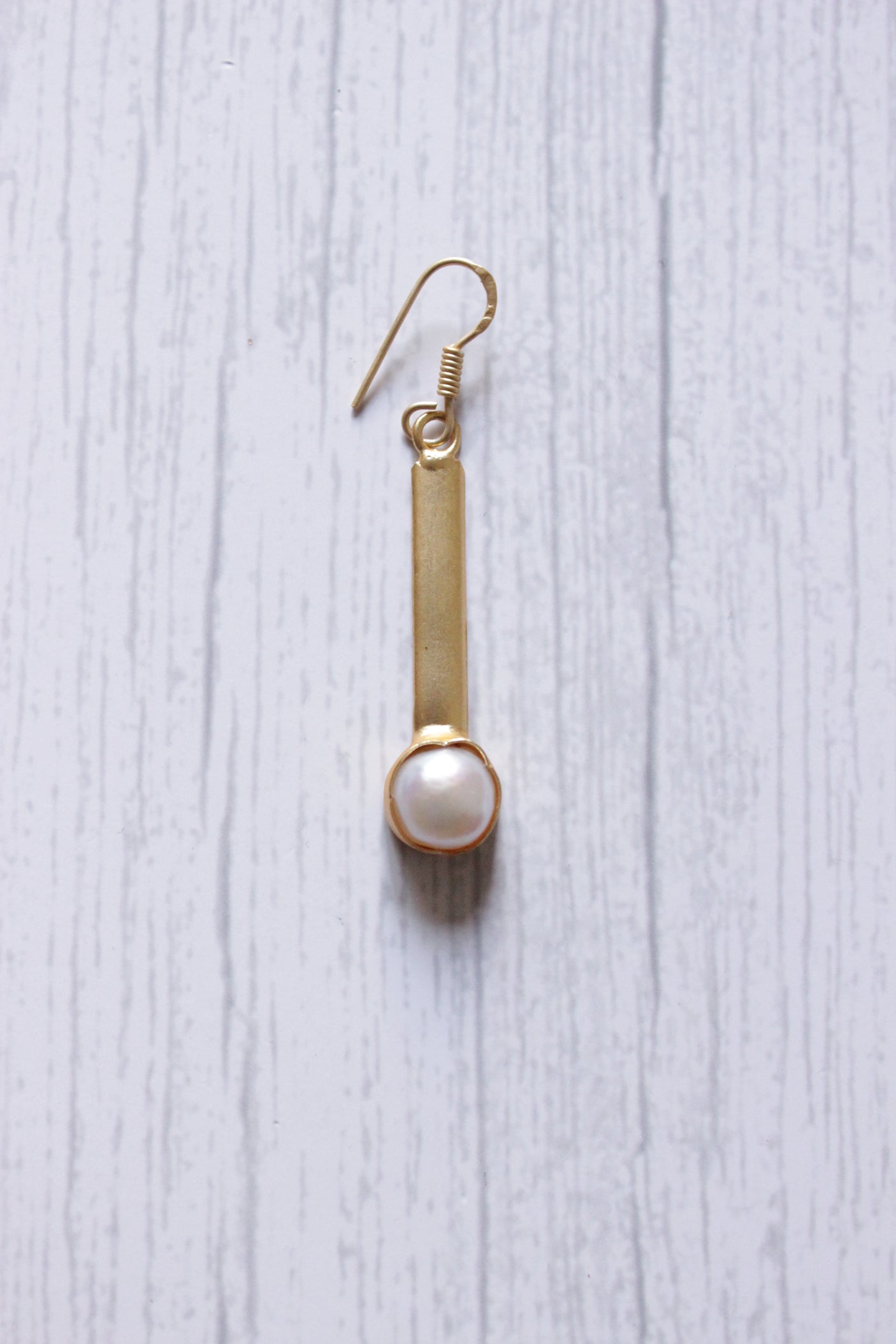 Baroque Pearl Gemstone Handmade Gold Plated Hook Earrings