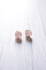 Load image into Gallery viewer, Rose Quartz Gemstone Gold Plated Stud Earrings
