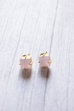 Load image into Gallery viewer, Rose Quartz Gemstone Gold Plated Stud Earrings
