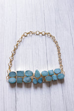 Load image into Gallery viewer, Turquoise Sugar Druzy Gemstone Embedded Gold Plated Choker Necklace
