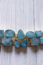 Load image into Gallery viewer, Turquoise Sugar Druzy Gemstone Embedded Gold Plated Choker Necklace
