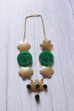 Load image into Gallery viewer, Carving Green Onyx Druzy Gold Plated Necklace
