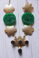 Load image into Gallery viewer, Carving Green Onyx Druzy Gold Plated Necklace
