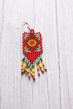Load image into Gallery viewer, Red, Turquoise and Yellow Handcrafted Beaded Necklace Set
