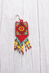 Red, Turquoise and Yellow Handcrafted Beaded Necklace Set