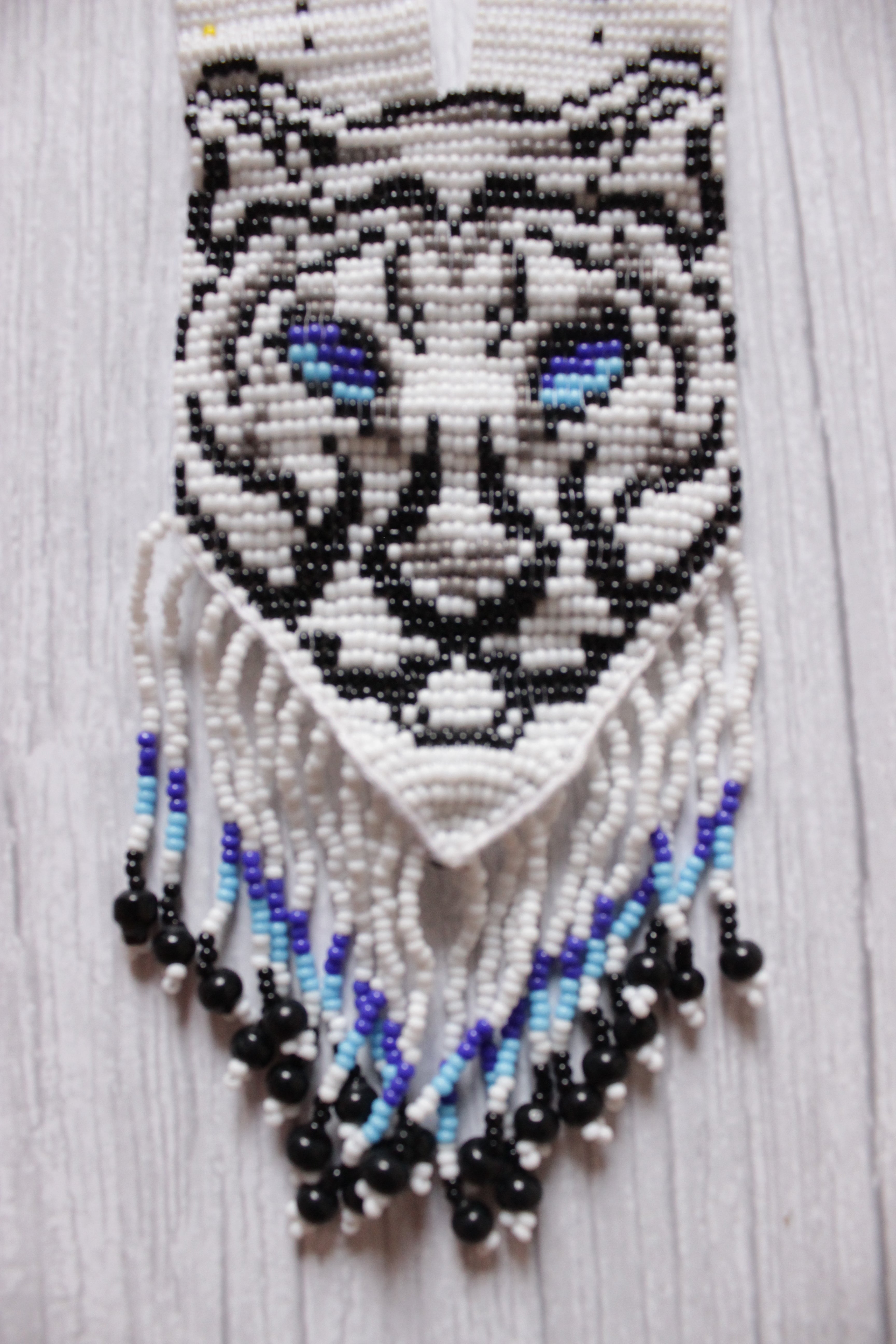 White and Shades of Blue Handcrafted Beaded Necklace Set