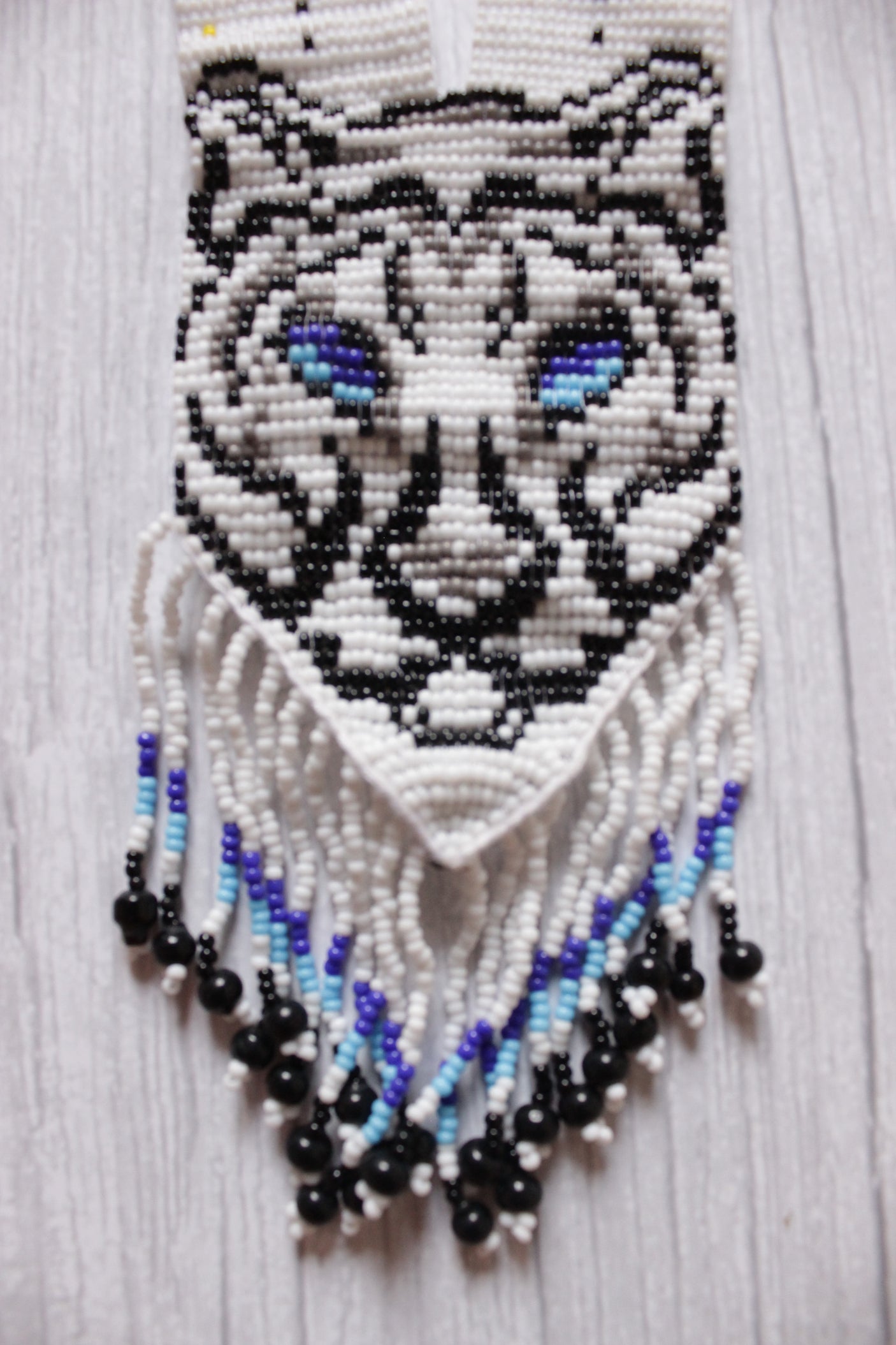 White and Shades of Blue Handcrafted Beaded Necklace Set