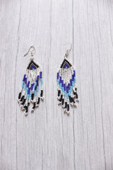 White and Shades of Blue Handcrafted Beaded Necklace Set