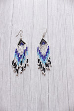 Load image into Gallery viewer, White and Shades of Blue Handcrafted Beaded Necklace Set
