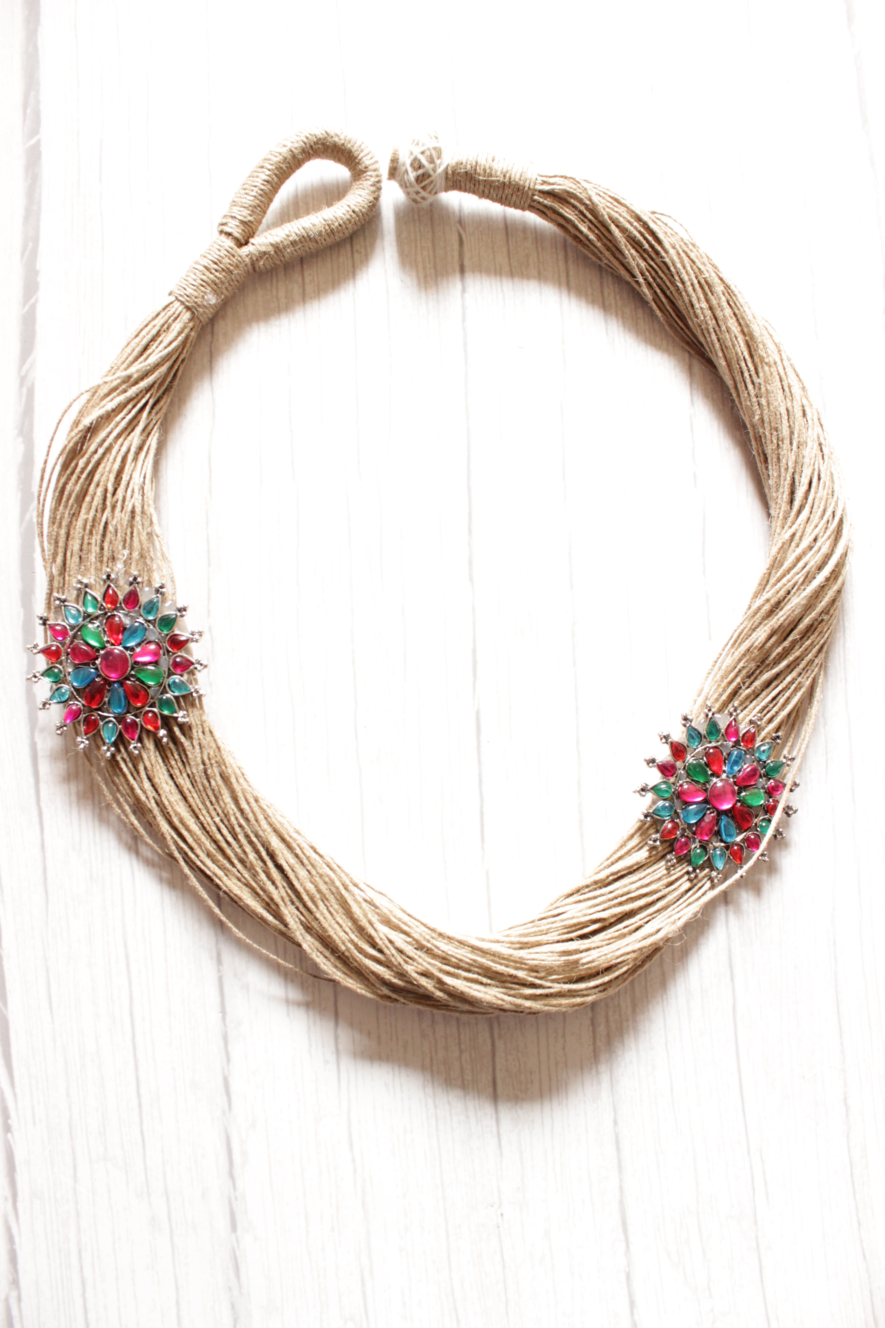 Multiple Jute Strings Hand Braided Afghani Necklace