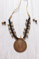 Load image into Gallery viewer, Black Copper Plated Pearl Necklace Set
