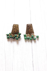 Green Stones Detailing Gold Finish Choker Necklace Set