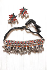 Load image into Gallery viewer, Multi-Color Glass Stones Embedded Adjustable Length Thread Closure Choker Necklace Set
