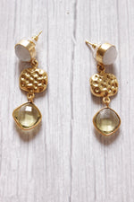Load image into Gallery viewer, White Pearl and Glass Stone Embedded Brass Dangler Earrings
