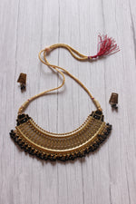 Load image into Gallery viewer, Black Stones Detailing Gold Finish Choker Necklace Set
