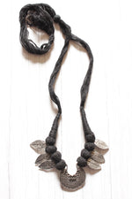 Load image into Gallery viewer, Leaf Motif Adjustable Thread Closure Premium Oxidised Finish Brass Necklace
